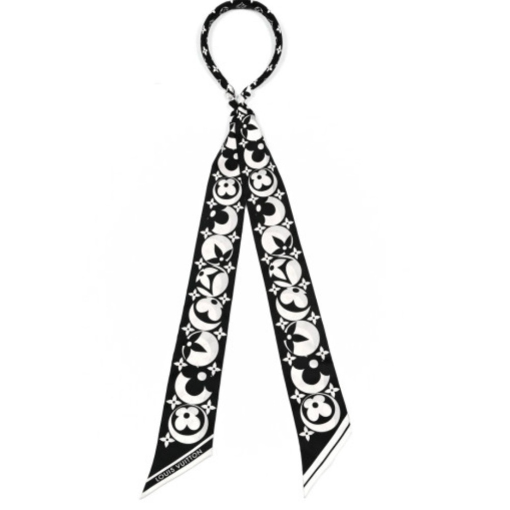 Louis Vuitton Black and White Marbled Monogram Hair Scarf, head band